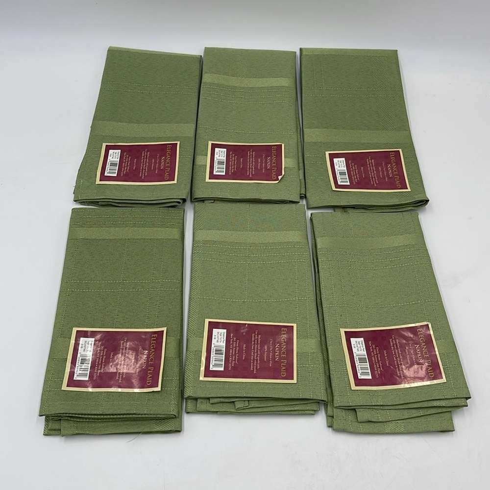 Elegance Plaid Green Table Napkins Set of 6